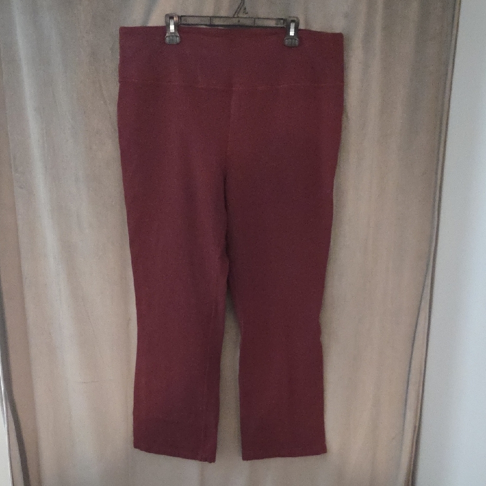 Active Zone 1x High-Waist Burgundy Stretch Yoga Style Pants